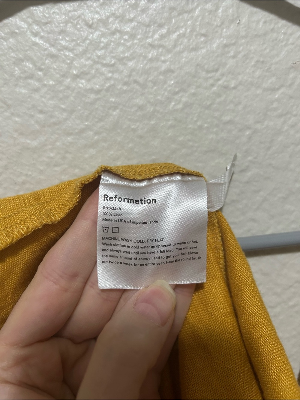 Reformation Natasha Linen Midi Dress Ochre Size 4 Sweetheart Tie Strap Slit - Picture 9 of 10